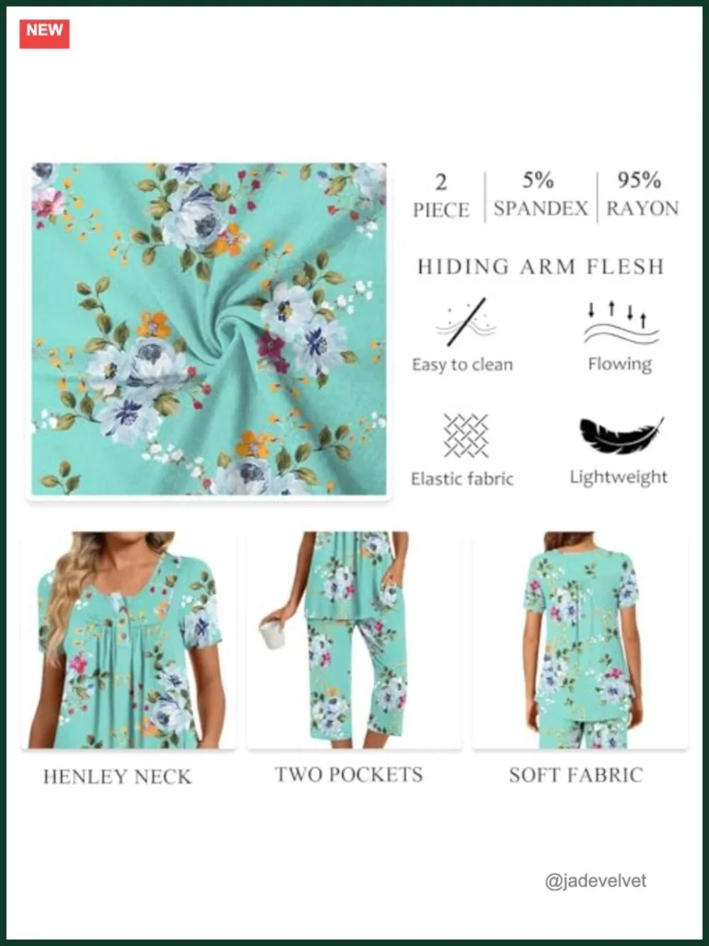 Women's Pajama Sets 2 Piece Short Sleeve Top and Capri Pants Plus Size Lounge